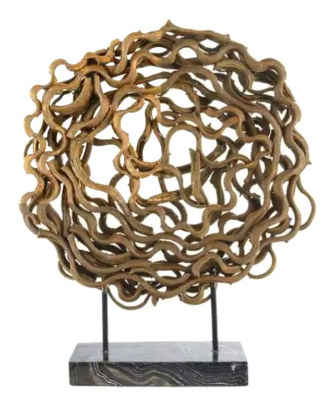 Rattan Sculpture with Teak Wood Stand1